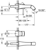 GROHE Grandera 2-Loch-Waschtischbatterie Wandmontage Fertigmontageset Chrom