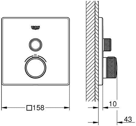 GROHE Grohtherm SmartControl Unterputz-Thermostat eckig mit 1 Absperrventil – Chrom