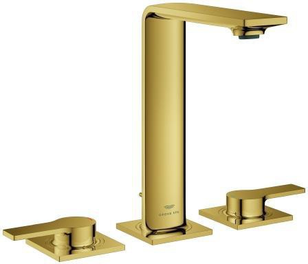 GROHE Allure 3-Loch-Waschtischbatterie cool sunrise gebürstet mit Zugstangen-Ablaufgarnitur