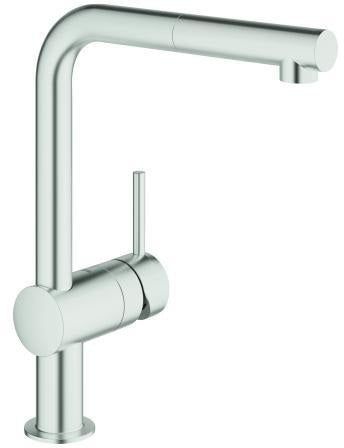 GROHE Minta Einhand-Spültischbatterie mit ausziehbarem Mousseurauslauf, Chrom – 32168