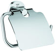 GROHE Essentials WC-Papierhalter mit Deckel – Metall, verchromt, verdeckte Befestigung, Wandmontage