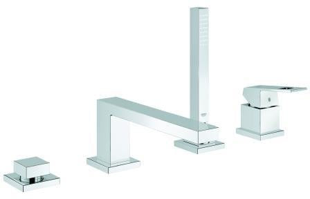 GROHE Eurocube 4-Loch-Einhand-Wannenkombination – Chrom, 252 mm, mit Handbrause Euphoria Cube+