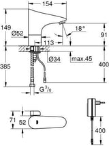 GROHE Europlus E Infrarot-Elektronikbatterie für Waschtisch, chrom, mit Mischung & Steckertrafo