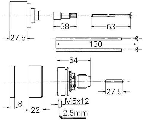 GROHE Verlängerungssatz Automatic 2000 47172 für Griffe ohne Spartaste 1/2 Zoll 27,5 mm Chrom
