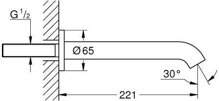 GROHE Essence Wanneneinlauf Wandmontage Chrom – J-Auslauf mit 221 mm Ausladung