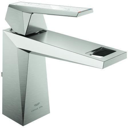 GROHE Allure Brilliant Private Collection Waschtisch-Einhandhebelmischer M-Size mit White Attica Griff, Chrom
