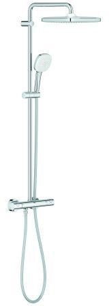 GROHE Tempesta 250 Cube Duschsystem mit Thermostatbatterie – Chrom, Rain Strahl, EcoJoy