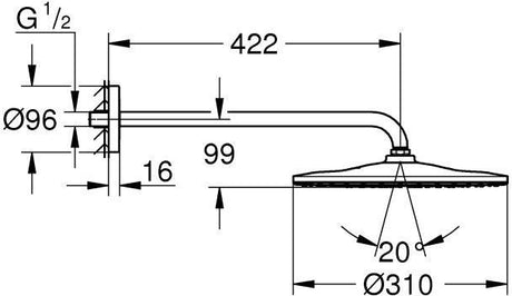 GROHE Rainshower 310 Mono Kopfbrauseset mit 422 mm Brausearm, 1 Strahlart, Chrom