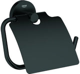 GROHE WC-Papierhalter Essentials 102465 Metall mit Deckel matt black – verdeckte Befestigung