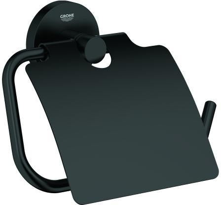GROHE WC-Papierhalter Essentials 102465 Metall mit Deckel matt black – verdeckte Befestigung