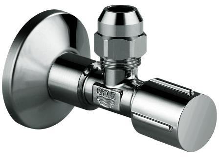 GROHE Eckventil 1/2x3/8'' mit Quetschverschraubung, Schubrosette & Metallgriff – Chrom