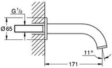 GROHE Atrio Wanneneinlauf Wandmontage – Auslauf mit Mousseur, Ausladung 171 mm, Chrom