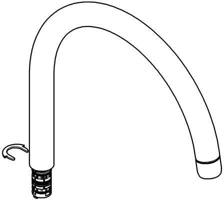 GROHE C-Auslauf 13043 chrom für Minta Einhand-Spültischbatterie, drehbar, Messing