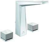 GROHE Allure Brilliant Private Collection 3-Loch Waschtischbatterie mit White Attica Caesarstone Griffen – Chrom