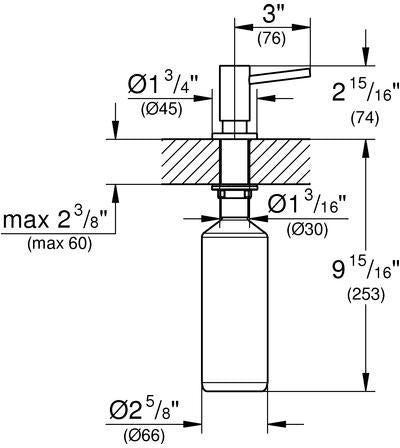 GROHE Cosmopolitan Seifenspender 500 ml – hard graphite, Wandmontage, für Flüssigseife