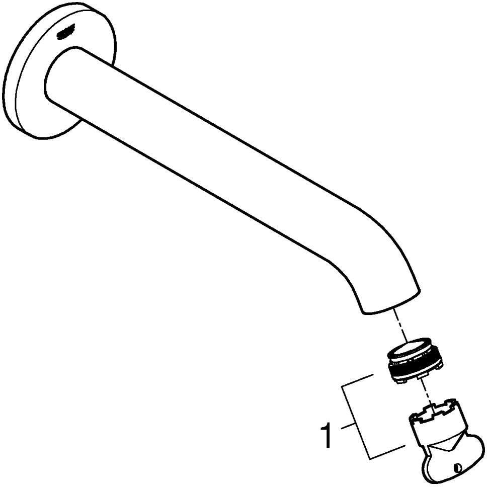 GROHE Essence Wanneneinlauf Wandmontage Chrom – J-Auslauf mit 221 mm Ausladung