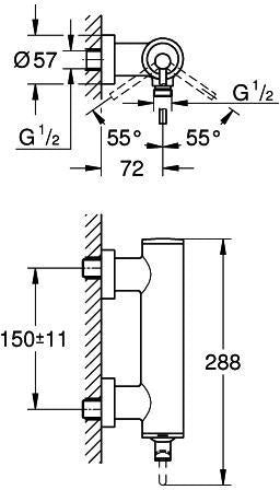 GROHE Atrio Einhand-Brausebatterie 24366 Wandmontage Chrom – SilkMove Keramikkartusche