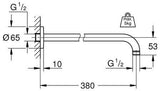 GROHE Rainshower Brausearm 380 mm Chrom – DN15 Wandmontage mit Rosette