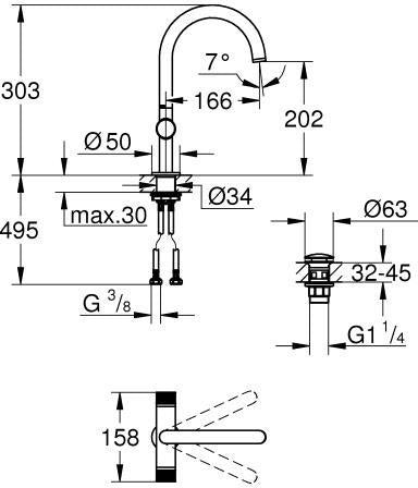 GROHE Atrio Private Collection Waschtisch-Einlochbatterie L-Size mit Knopfbetätigung und EcoJoy in Chrom
