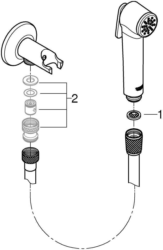 GROHE Tempesta-F Trigger Spray 30 Wandhalterset – 1 Strahlart, 8 l/min, Chrom