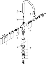 GROHE Atrio 2-Griff-Spültischbatterie C-Auslauf chrom – Keramik-Oberteile & 150° Schwenkbereich