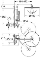 GROHE Rainshower System 400 Duschsystem mit Thermostatbatterie und Handbrause, Chrom