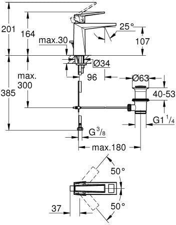 GROHE Allure Brilliant Private Collection Waschtisch-Einhandhebelmischer M-Size mit White Attica Griff, Chrom