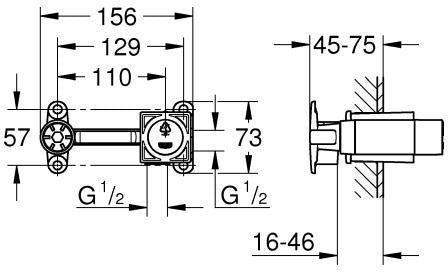 GROHE Einhand-Universal-Einbaukörper 23200 für 2-Loch-Waschtisch-Wandbatterien – SilkMove-Technologie