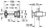 GROHE Einhand-Universal-Einbaukörper 23200 für 2-Loch-Waschtisch-Wandbatterien – SilkMove-Technologie