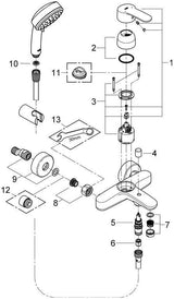 GROHE Eurostyle Cosmopolitan Einhand-Wannenbatterie mit Wandhalterset chrom – Wandmontage, SilkMove, Tempesta C 100
