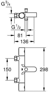 GROHE Grohtherm 800 Cosmopolitan Thermostat-Wannenbatterie ohne Anschlüsse chrom – SafeStop & TurboStat
