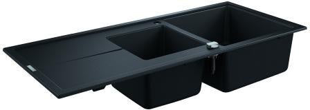 GROHE K400 Kompositspüle 1160x500mm mit Abtropffläche, granit schwarz, reversibel