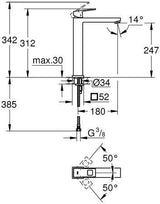 GROHE Eurocube Einhand-Waschtischbatterie 23406 für freistehende Waschschüsseln Chrom