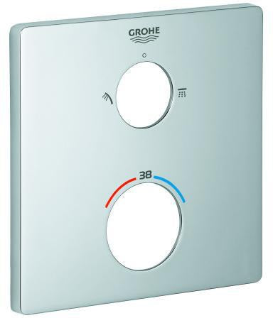 GROHE Rosette 49078 für Thermostat-Fertigmontagesets – eckige Wandrosette in Chrom mit FastFixation