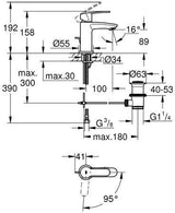 GROHE Eurostyle Cosmopolitan Einhand-Waschtischbatterie mit Kaltstart-Funktion und EcoJoy – Chrom