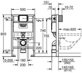 GROHE WC-Element Rapid SL 38526 BH 0,82m mit WC-Spülkasten 6-9l