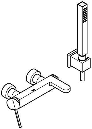 GROHE Plus Einhand-Wannenbatterie Wandmontage mit Brausegarnitur chrom – 33547_3