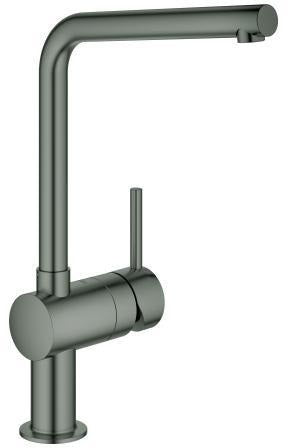GROHE Minta Einhand-Spültischbatterie L-Auslauf hard graphite gebürstet – schwenkbarer Rohrauslauf