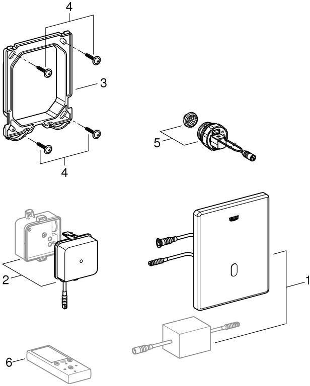 GROHE Tectron Skate Urinal-IR-Elektronik 37321_1 – 230V, Fertigmontageset für Rapido U, Chrom