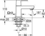 GROHE Standventil Eurocube 23137 chrom – Einlochmontage mit EcoJoy und SpeedClean