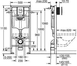GROHE Rapid SL 5-in-1 Set für WC – 1,13 m Bauhöhe, Vorwandmontage, Schallschutz inklusive