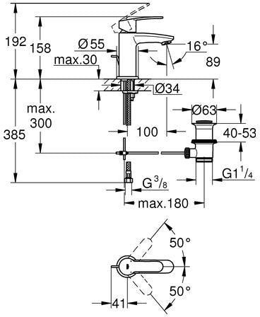 GROHE Eurostyle Cosmopolitan Einhand-Waschtischbatterie mit Zugstangen-Ablaufgarnitur, Chrom