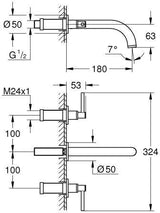 GROHE Atrio 3-Loch-Waschtischbatterie Fertigmontageset Hebelgriff Chrom