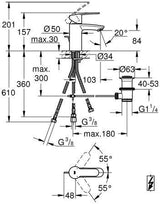 GROHE Eurostyle Cosmopolitan Einhand-Waschtischbatterie Niederdruck Chrom – mit Zugstangen-Ablaufgarnitur