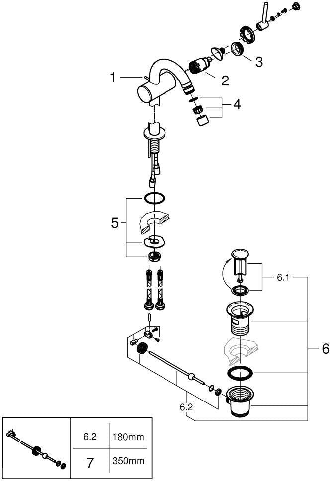 GROHE Atrio Einhand-Bidetbatterie 24364 – Chrom, SilkMove, Kugelgelenk-Mousseur