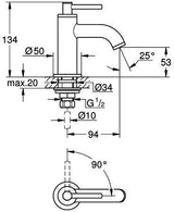GROHE Standventil Atrio XS-Size Hebelgriff chrom – 1/2'' Oberteil, EcoJoy, 5 l/min