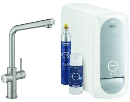 GROHE Blue Home Starter Kit L-Auslauf – gefiltertes, gekühltes und sprudelndes Wasser