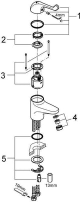 GROHE Euroeco Special Sicherheitsmischbatterie Waschtisch Einhandhebelmischer Chrom