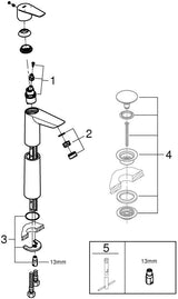 GROHE BauEdge Einhand-Waschtischbatterie XL-Size – chrom, glatter Körper, EcoJoy
