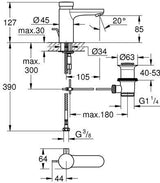 GROHE Eurosmart CT Selbstschluss-Waschtischbatterie mit Mischung und Temperaturbegrenzer, Chrom